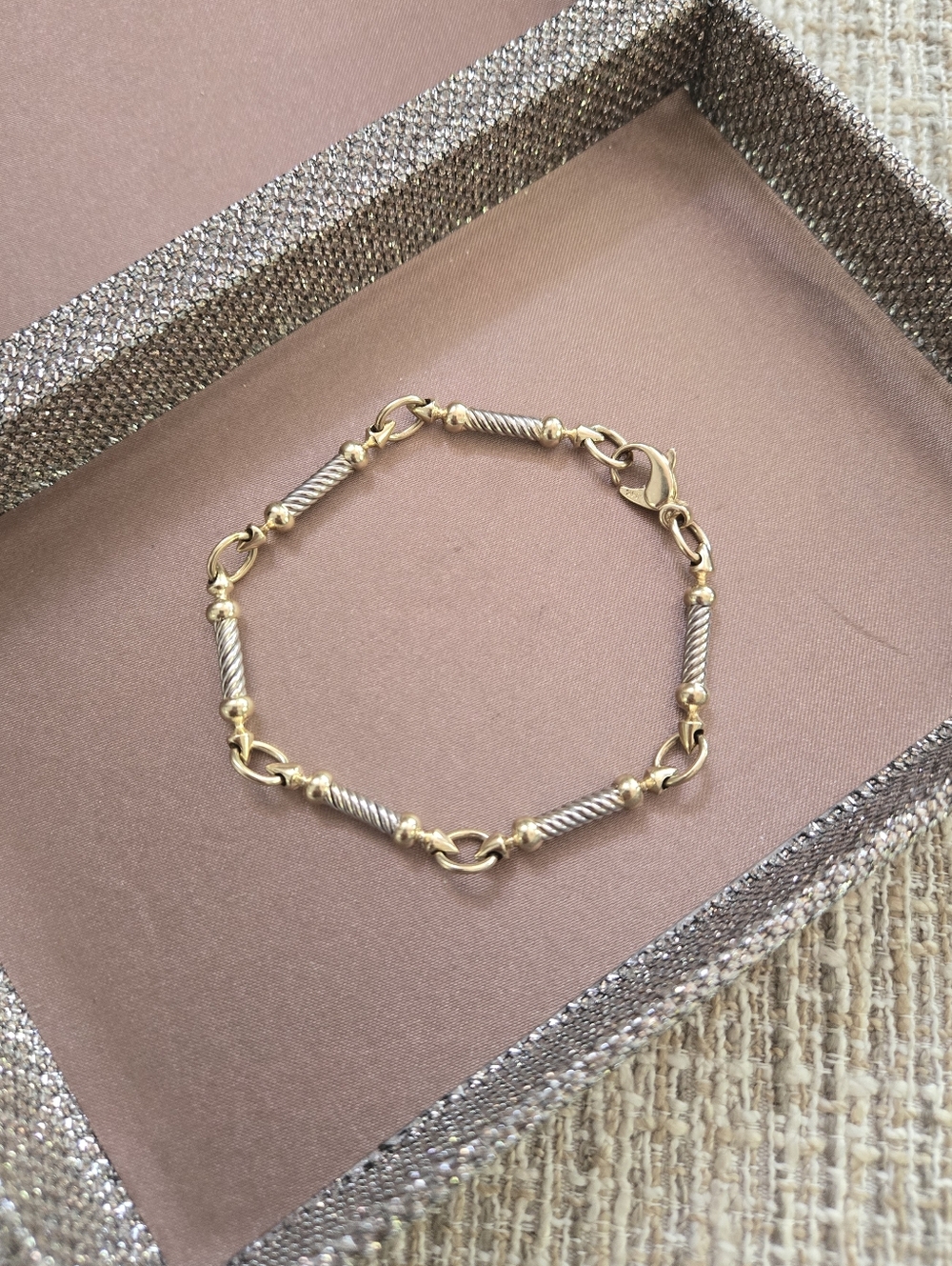 Vintage 14k Gold Two-Tone Link Bracelet - Picture 3 of 12
